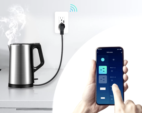 Toma de corriente inteligente WiFi de pared con enchufe de doble salida USB y tipo C, compatible con Alexa y Google Home - Imagen 2